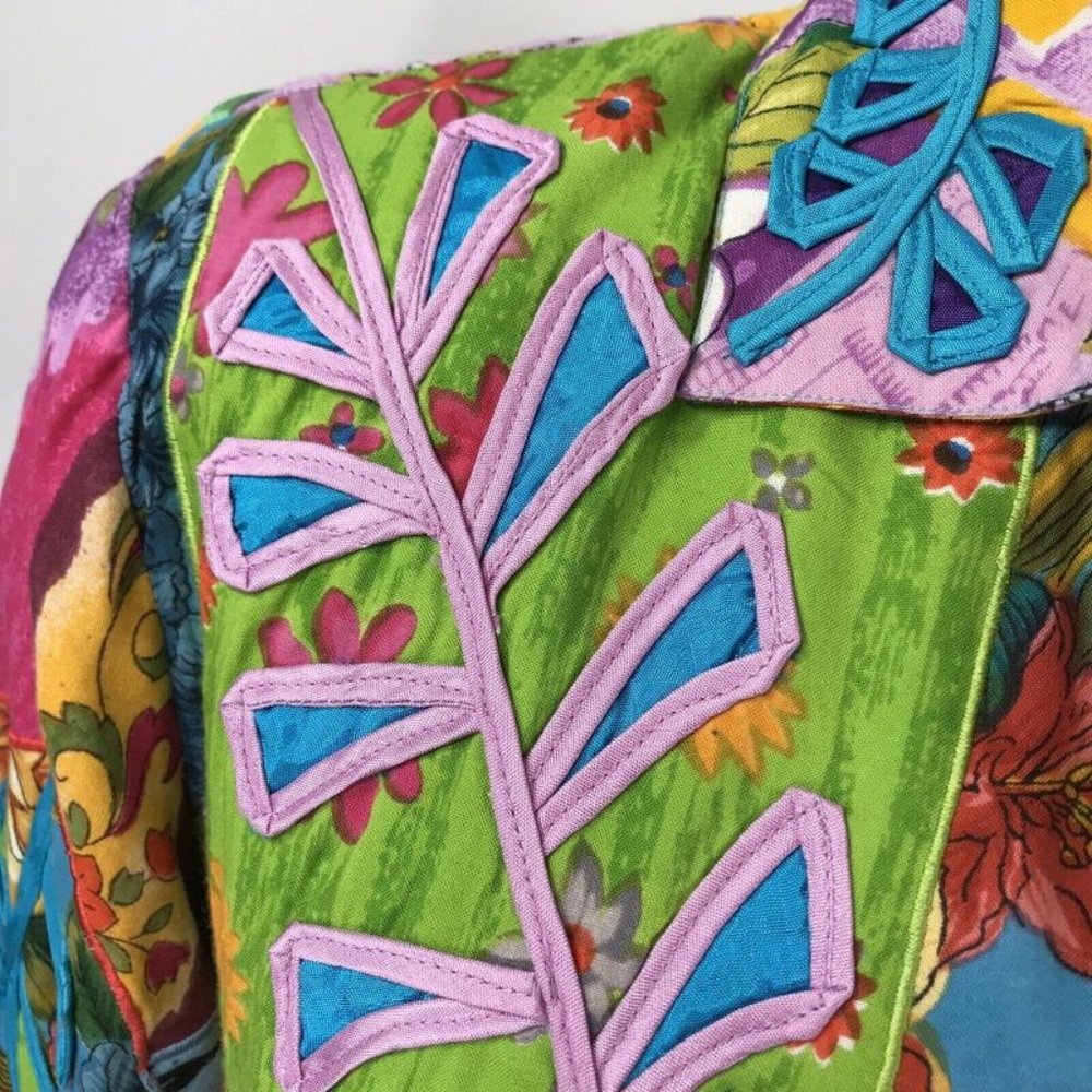 Sandy Starkman M Jacket Patchwork Floral 90s Bold - image 5